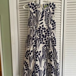 Elizabeth McKay Size 2 Ivory and Blue Dress